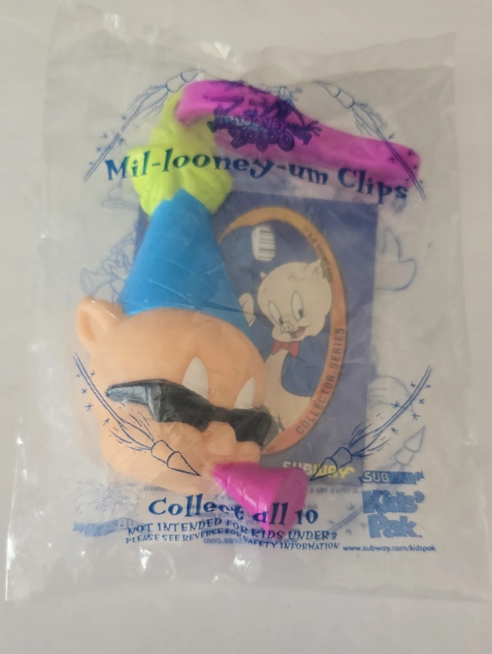 1999 Subway Kids' Pak Porky Pig Party Backpack Bag Clip-On Charm NEW